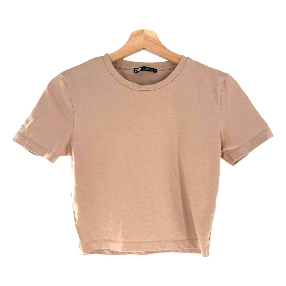 Zara Crop Top - Women's Short Sleeve Crewneck T-Shirt - Casual Basic Tee